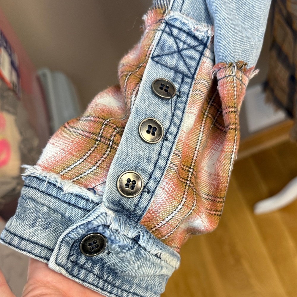 Plaid Patchwork Denim Tunic - image 4